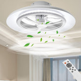 Ceiling fan with light fixture and remote control in a room setting